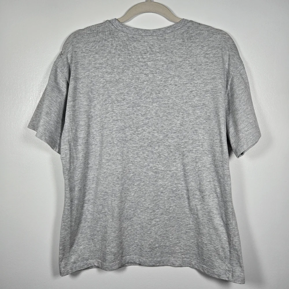 Disney Mickey Mouse Character Embrodered Floral Gray Heathered T-Shirt Large - Picture 8 of 12